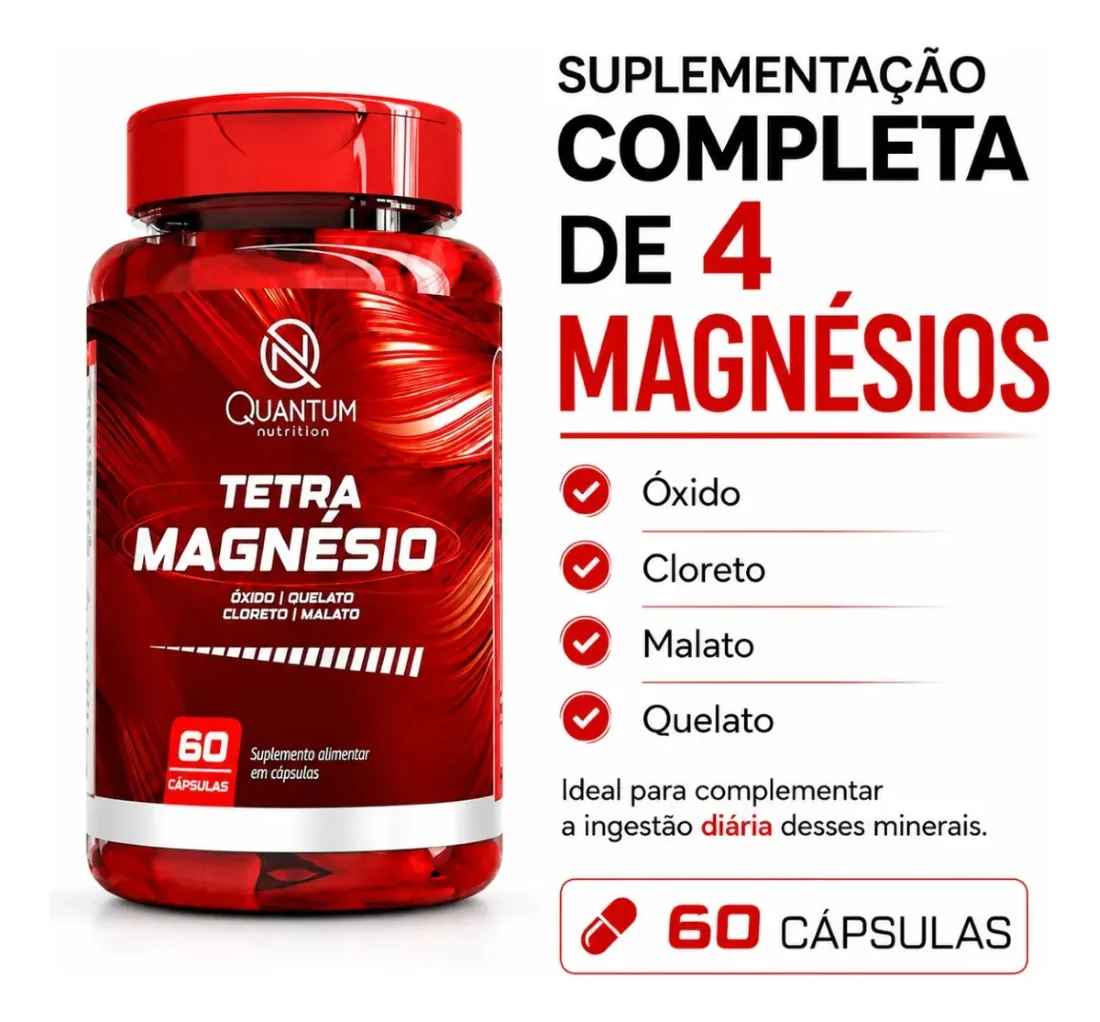 Tetra Magnésio 60 cápsulas — 4 formas de magnésio